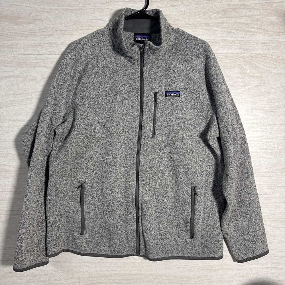 gray Patagonia Men's Better Sweater Fleece Jacket Full zip W/ Zip Pockets Lg